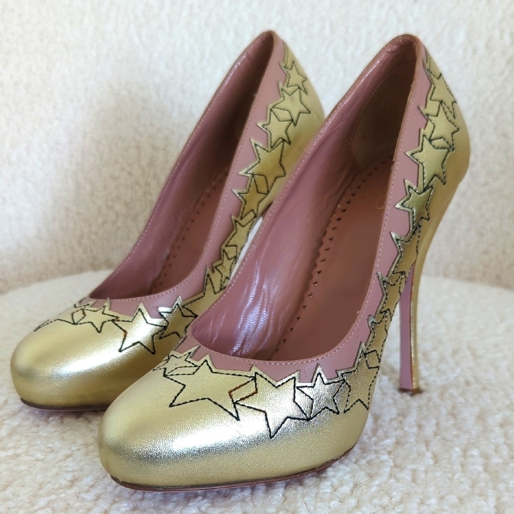 Red Valentino Gold Star-Embellished Women's Heels